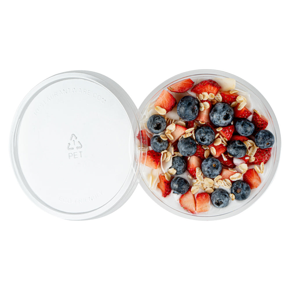 Mini Serve 7 oz Round Clear Plastic Salad Bowl - 5" x 5" x 1 3/4" - 200 count box