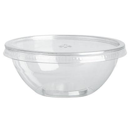 Mini Serve 7 oz Round Clear Plastic Salad Bowl - 5" x 5" x 1 3/4" - 200 count box