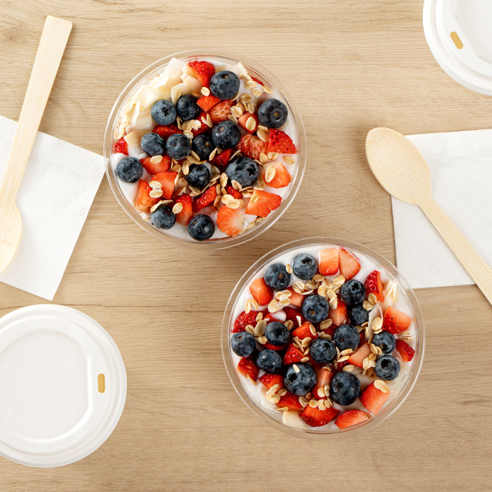 Mini Serve 7 oz Round Clear Plastic Salad Bowl - 5" x 5" x 1 3/4" - 200 count box