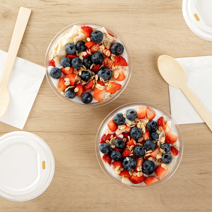 Mini Serve 7 oz Round Clear Plastic Salad Bowl - 5" x 5" x 1 3/4" - 200 count box
