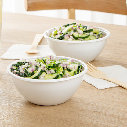 Mini Serve 7 oz Round White Plastic Salad Bowl - 5" x 5" x 1 3/4" - 200 count box