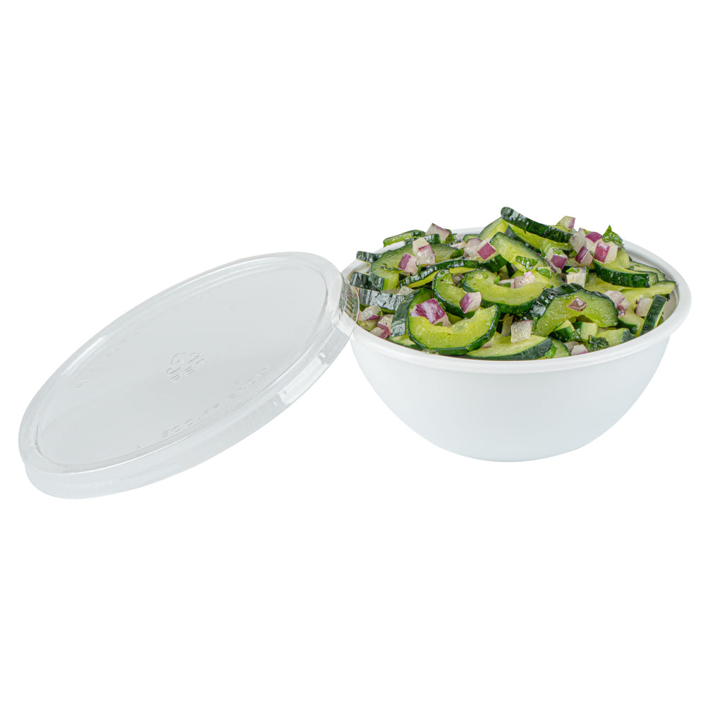 Mini Serve 7 oz Round White Plastic Salad Bowl - 5" x 5" x 1 3/4" - 200 count box