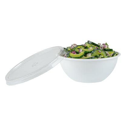 Mini Serve 7 oz Round White Plastic Salad Bowl - 5" x 5" x 1 3/4" - 200 count box