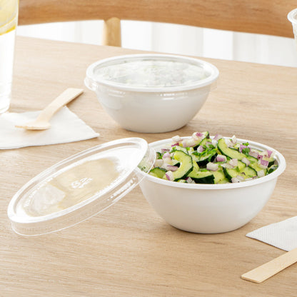 Mini Serve 7 oz Round White Plastic Salad Bowl - 5" x 5" x 1 3/4" - 200 count box