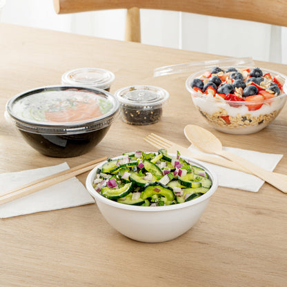Mini Serve 7 oz Round White Plastic Salad Bowl - 5" x 5" x 1 3/4" - 200 count box