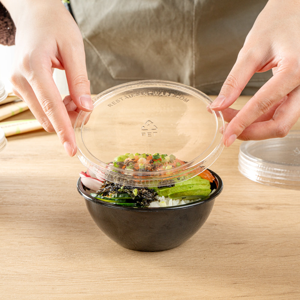 Mini Serve Round Clear Plastic Lid - Fits 7 oz Salad Bowl - 200 count box