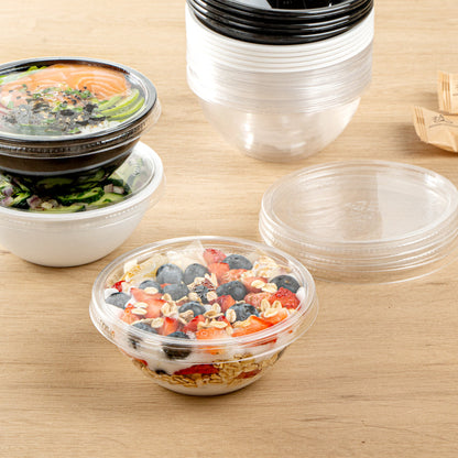 Mini Serve Round Clear Plastic Lid - Fits 7 oz Salad Bowl - 200 count box