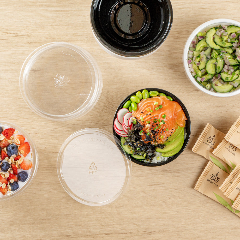 Mini Serve Round Clear Plastic Lid - Fits 7 oz Salad Bowl - 200 count box