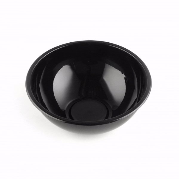 Maxi Serve 18 oz Round Black Plastic Salad Bowl - 6" x 6" x 2 1/2" - 200 count box