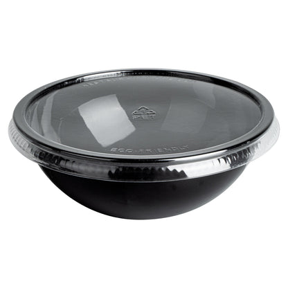 Maxi Serve 18 oz Round Black Plastic Salad Bowl - 6" x 6" x 2 1/2" - 200 count box