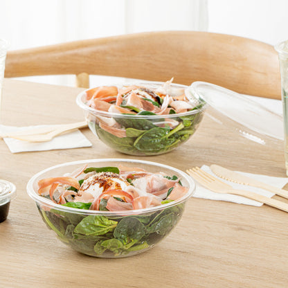 Maxi Serve 18 oz Round Clear Plastic Salad Bowl - 6" x 6" x 2 1/2" - 200 count box