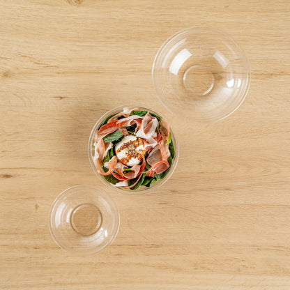 Maxi Serve 18 oz Round Clear Plastic Salad Bowl - 6" x 6" x 2 1/2" - 200 count box