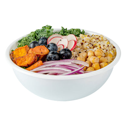 Maxi Serve 18 oz Round White Plastic Salad Bowl - 6" x 6" x 2 1/2" - 200 count box