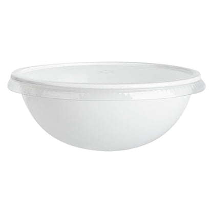 Maxi Serve 18 oz Round White Plastic Salad Bowl - 6" x 6" x 2 1/2" - 200 count box