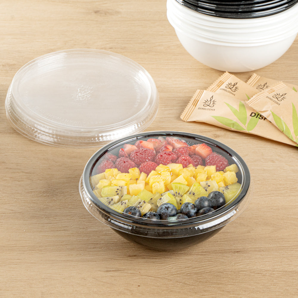 Maxi Serve Round Clear Plastic Lid - Fits 18 oz Salad Bowl - 200 count box