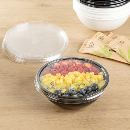 Maxi Serve Round Clear Plastic Lid - Fits 18 oz Salad Bowl - 200 count box