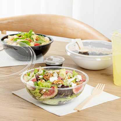 Maxi Serve 21 oz Round Clear Plastic Salad Bowl - 6 3/4" x 6 3/4" x 2 1/2" - 200 count box