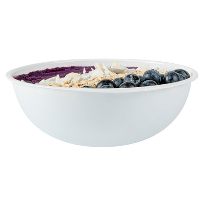 Maxi Serve 21 oz Round White Plastic Salad Bowl - 6 3/4" x 6 3/4" x 2 1/2" - 200 count box