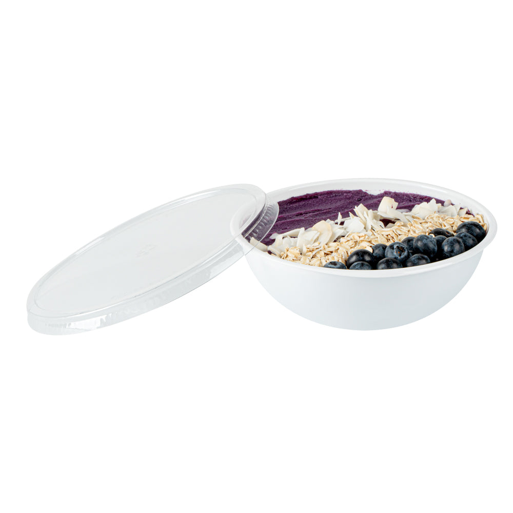 Maxi Serve 21 oz Round White Plastic Salad Bowl - 6 3/4" x 6 3/4" x 2 1/2" - 200 count box