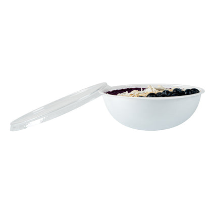 Maxi Serve 21 oz Round White Plastic Salad Bowl - 6 3/4" x 6 3/4" x 2 1/2" - 200 count box