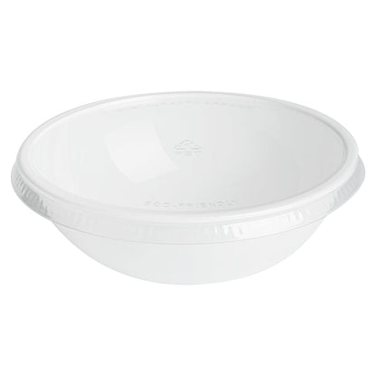 Maxi Serve 21 oz Round White Plastic Salad Bowl - 6 3/4" x 6 3/4" x 2 1/2" - 200 count box
