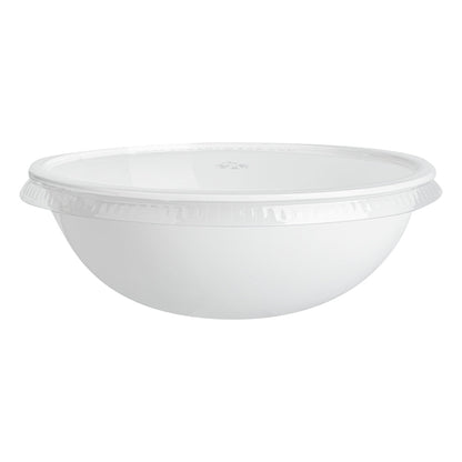Maxi Serve 21 oz Round White Plastic Salad Bowl - 6 3/4" x 6 3/4" x 2 1/2" - 200 count box