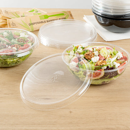 Maxi Serve Round Clear Plastic Lid - Fits 21 oz Salad Bowl - 200 count box