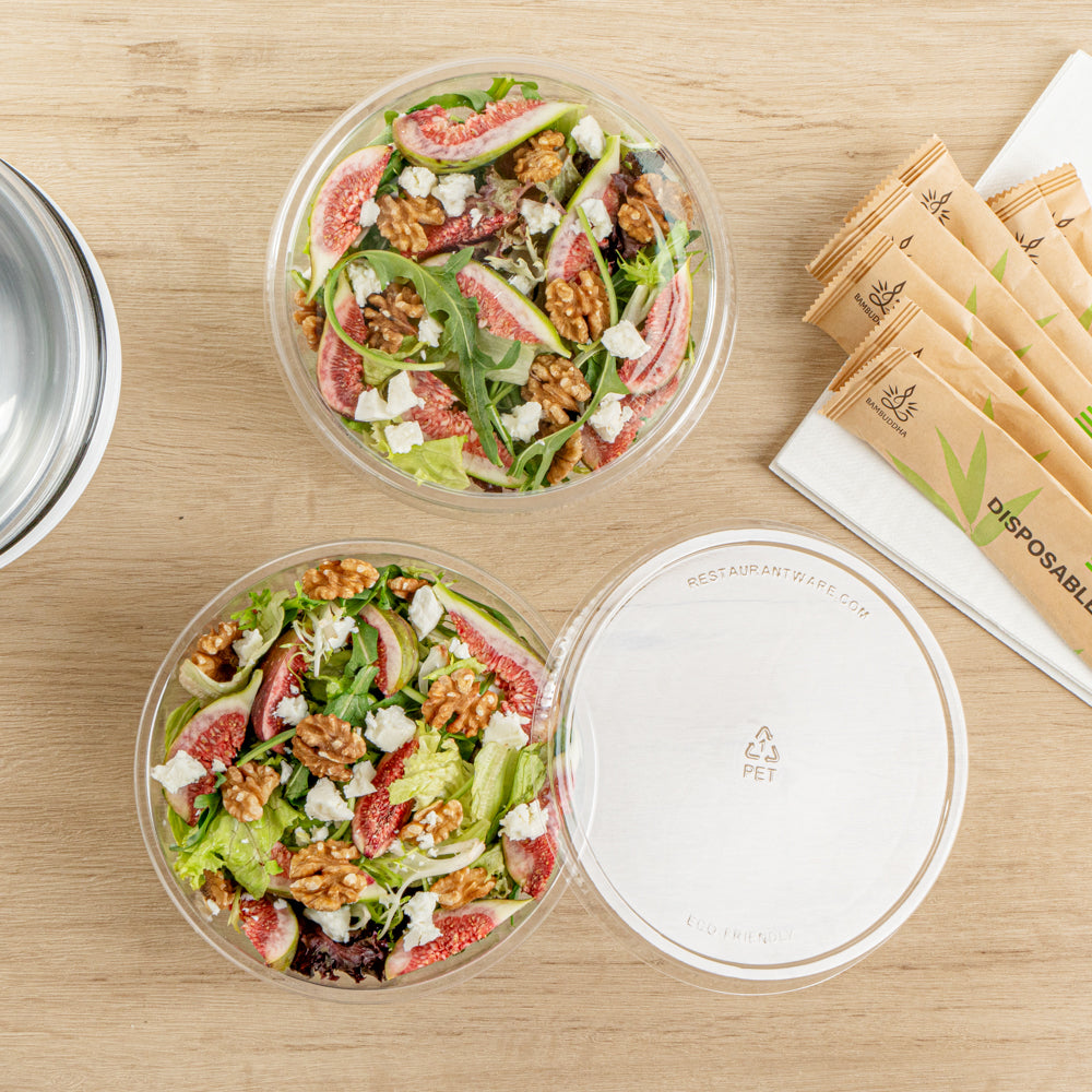 Maxi Serve Round Clear Plastic Lid - Fits 21 oz Salad Bowl - 200 count box