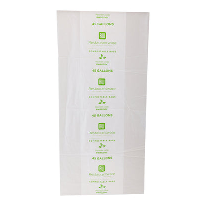 Basic Nature 45 gal Clear Plastic Trash Can Liner - Compostable - 100 count box