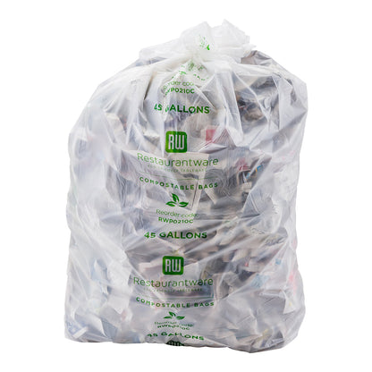 Basic Nature 45 gal Clear Plastic Trash Can Liner - Compostable - 100 count box