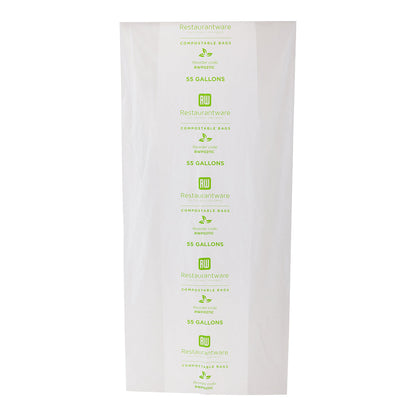 Basic Nature 55 gal Clear Plastic Trash Can Liner - Compostable - 100 count box