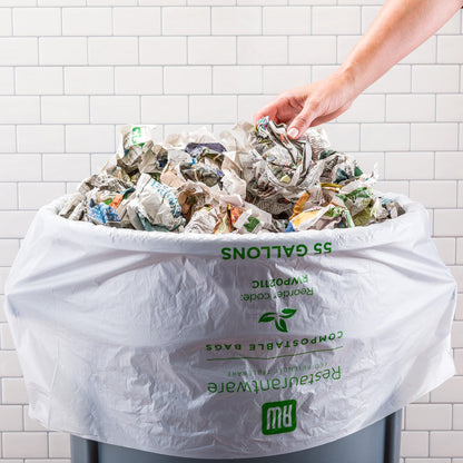 Basic Nature 55 gal Clear Plastic Trash Can Liner - Compostable - 100 count box