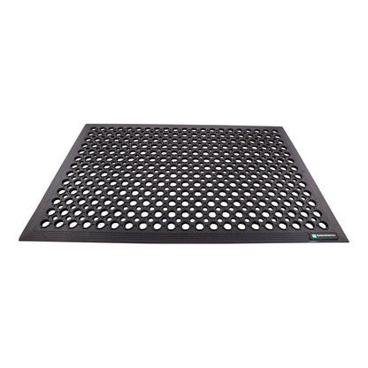Serve Secure Rectangle Black Rubber Floor Mat - Beveled Edge - 36" x 24" x 1/2" - 1 count box