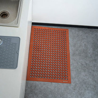 Serve Secure Red Rubber Floor Mat - Anti-Fatigue, Grease-Resistant - 36" x 24" x 1/2" - 1 count box