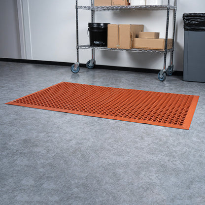 Serve Secure Red Rubber Floor Mat - Anti-Fatigue, Grease-Resistant - 60" x 36" x 1/2" - 1 count box