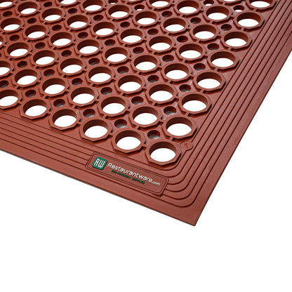 Serve Secure Red Rubber Floor Mat - Anti-Fatigue, Grease-Resistant - 60" x 36" x 1/2" - 1 count box