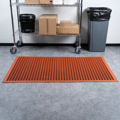 Serve Secure Red Rubber Floor Mat - Anti-Fatigue, Grease-Resistant - 60" x 36" x 1/2" - 1 count box