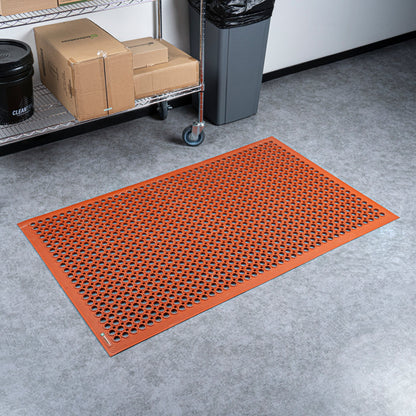 Serve Secure Red Rubber Floor Mat - Anti-Fatigue, Grease-Resistant - 60" x 36" x 1/2" - 1 count box