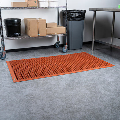 Serve Secure Red Rubber Floor Mat - Anti-Fatigue, Grease-Resistant - 60" x 36" x 1/2" - 1 count box