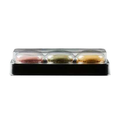 Shock Safe Rectangle Black Plastic Macaron Take Out Box - Fits 3 Macarons - 5 3/4" x 2 1/4" x 1 1/2" - 100 count box