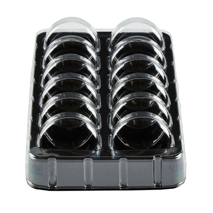 Shock Safe Rectangle Black Plastic Macaron Take Out Box - Fits 12 Macarons - 11" x 4 1/2" x 2" - 100 count box