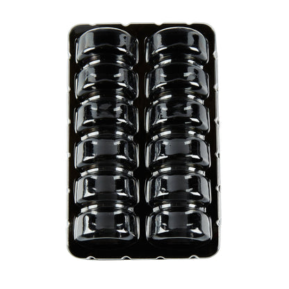 Shock Safe Rectangle Black Plastic Macaron Take Out Box - Fits 12 Macarons - 11" x 4 1/2" x 2" - 100 count box