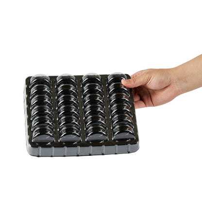 Shock Safe Rectangle Black Plastic Macaron Take Out Box - Fits 24 Macarons - 11" x 9" x 2" - 100 count box
