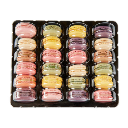 Shock Safe Rectangle Black Plastic Macaron Take Out Box - Fits 24 Macarons - 11" x 9" x 2" - 100 count box