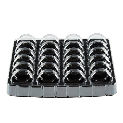 Shock Safe Rectangle Black Plastic Macaron Take Out Box - Fits 24 Macarons - 11" x 9" x 2" - 100 count box