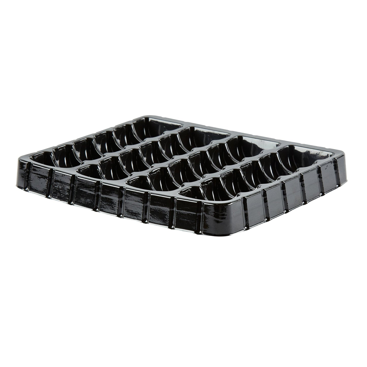 Shock Safe Rectangle Black Plastic Macaron Take Out Box - Fits 24 Macarons - 11" x 9" x 2" - 100 count box