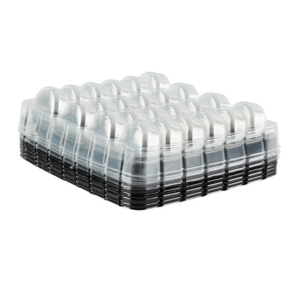 Shock Safe Rectangle Black Plastic Macaron Take Out Box - Fits 24 Macarons - 11" x 9" x 2" - 100 count box