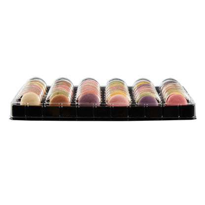 Shock Safe Rectangle Black Plastic Macaron Take Out Box - Fits 36 Macarons - 13 1/4" x 11" x 2" - 100 count box