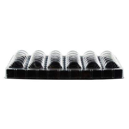 Shock Safe Rectangle Black Plastic Macaron Take Out Box - Fits 36 Macarons - 13 1/4" x 11" x 2" - 100 count box