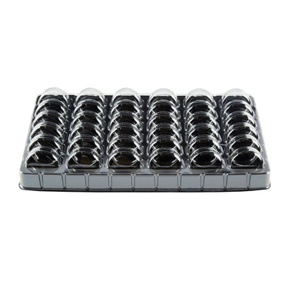 Shock Safe Rectangle Black Plastic Macaron Take Out Box - Fits 36 Macarons - 13 1/4" x 11" x 2" - 100 count box